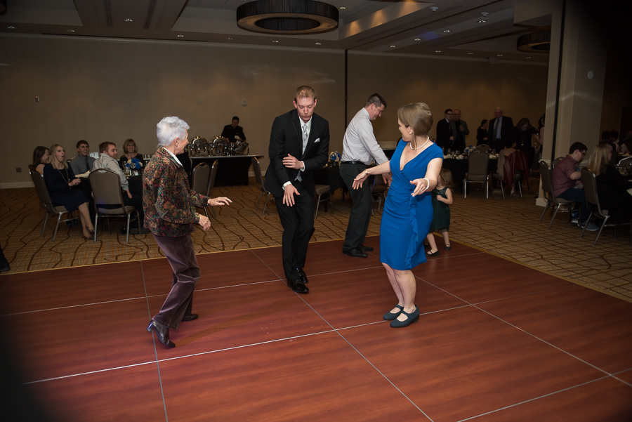 guest dancing at reception